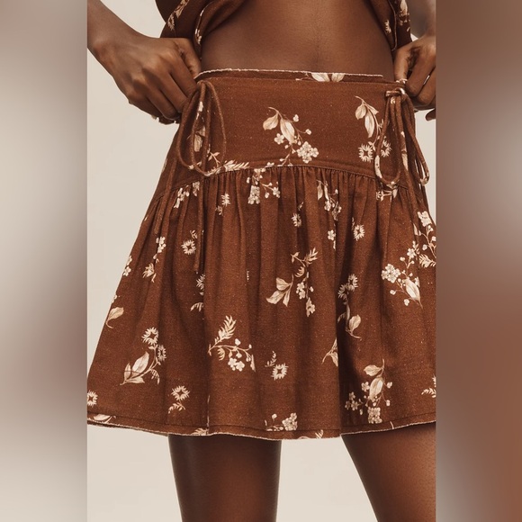 NWT! By Anthropologie Basque-Waist Linen Mini Skirt & Matching Top 🟢 - Picture 2 of 9